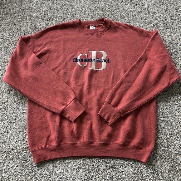 Fruit of the Loom Other - Vintage Fruit Of The Loom Sweatshirt Mens XL Red Fleece Clearwater Beach